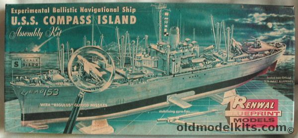 Renwal 1/500 USS Compass Island Experimental Ballistic Navigational Ship, S606-129 plastic model kit